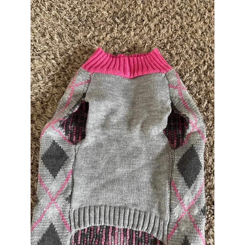 Vibrant Life Pink Argyle Dog‎ Sweater Size Medium